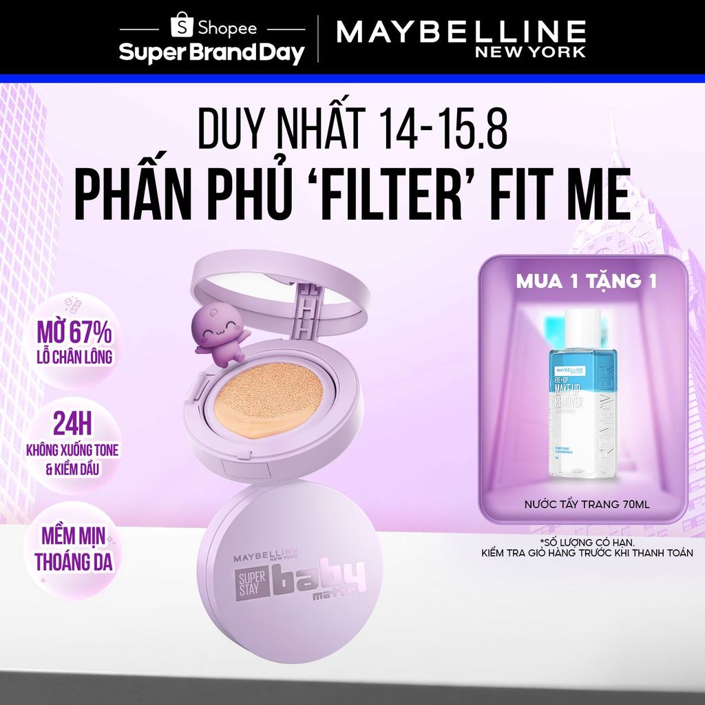 Phấn nước Superstay 24H Baby Matte Cushion Maybelline New York [MỚI]
