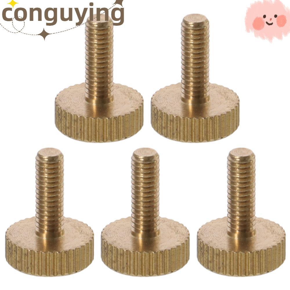 CONGUYING 5 Ốc vít ngón tay cái có khía, Đầu phẳng bằng đồng M4x 6-14mm, Vít nâng tay điện tử