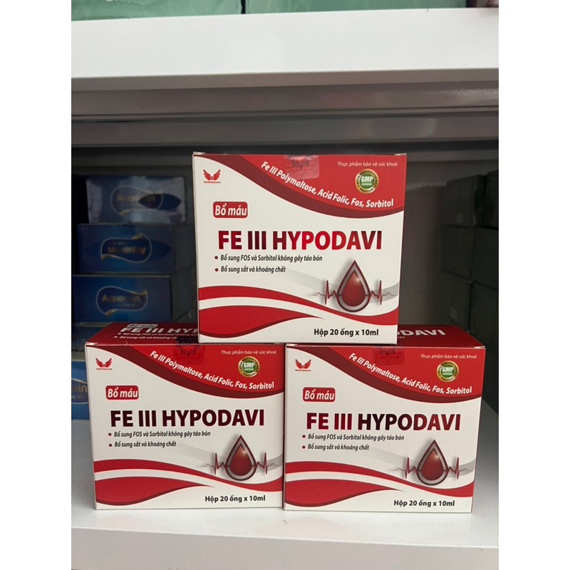 Bổ máu Acid Folic FE III HYPODAVI Giúp bổ sung sắt, Vitamin B12 Hộp 20 ống - Niva Care