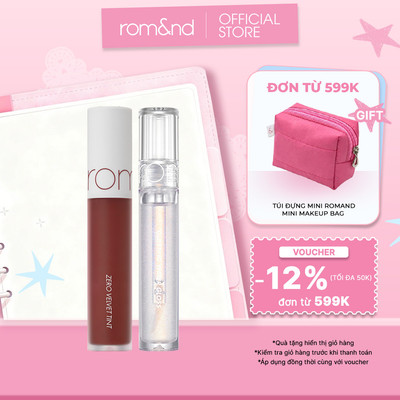 Combo son kem lì Zero Velvet Tint + son tint bóng Glasting Water Gloss