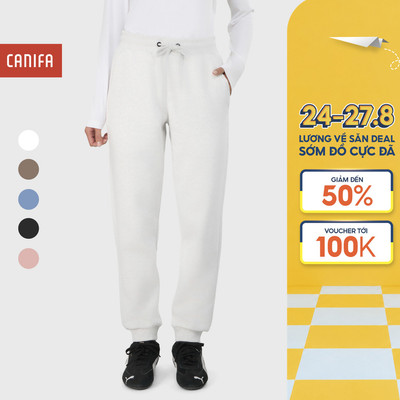 Quần nỉ unisex người lớn CANIFA ống rộng bo gấu chất nỉ mềm mịn 5BP25W001