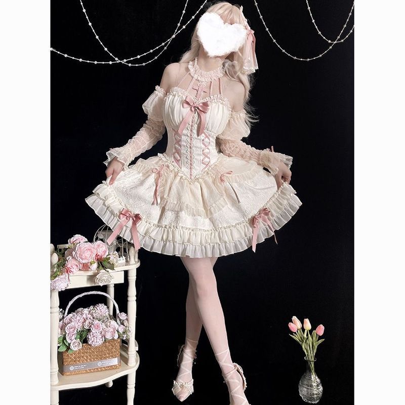 Gothic Cross Princess Dark Gothic lolita Bud Váy Hoa Cưới Đầm Ballet lolita