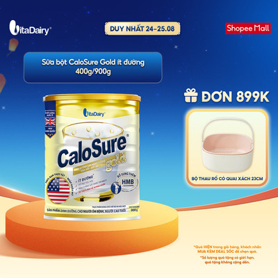 Sữa bột CaloSure Gold ít đường - Bổ sung năng lượng, giúp tiêu hoá khoẻ, hỗ trợ xương khớp khoẻ