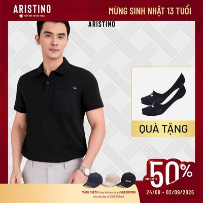 Áo Polo Ngắn Tay Nam Aristino Regular Fit Túi Ngực Khóa Kéo Tinh Tế APS615EDP01