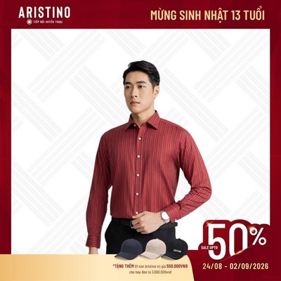 Áo sơ mi kẻ đỏ Aristino Business dáng Regular Fit thiết kế thanh lịch thích hợp đi sự kiện 1LS0650Z