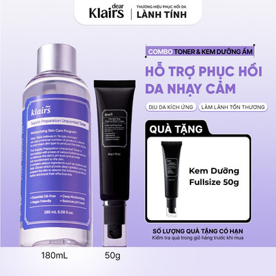 COMBO Nước hoa hồng Supple Preparation Unscented 180ml+ [T11/27] Kem dưỡng Midnight Blue Clearing Water Cream 50g [FS]