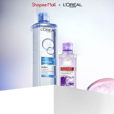 Bộ đôi nước tẩy trang giúp làm sạch sâu, loại bỏ bụi bẩn, lớp trang điểm 3-in-1 L'Oreal Paris Micellar Water 400ml, 95ml