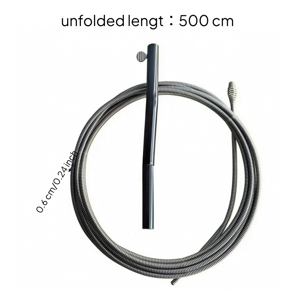 Rắn thoát nước lò xo có tay cầm xoay Kink-Restant Hand-Cranked Drain Unclogger Plumbing Snake Heavy 