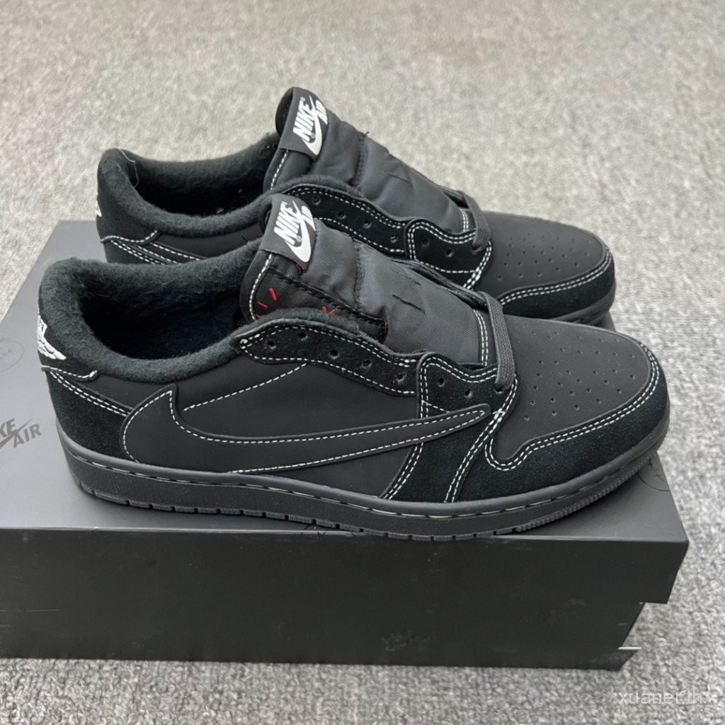 Giày thể thao Travis Scott x Air Jordan 1 Low OG màu đen / phim ma dành cho nam, phiên bản 4.0.