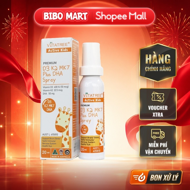 [KOL] Vitamin D3K2 MK7 Vitatree Plus DHA dạng xịt 20ml - BM002.2