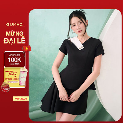 Set lẻ Áo peplum phối cổ  AF07046 - Chân váy nữ GUMAC xòe đổ sườn  VF07045
