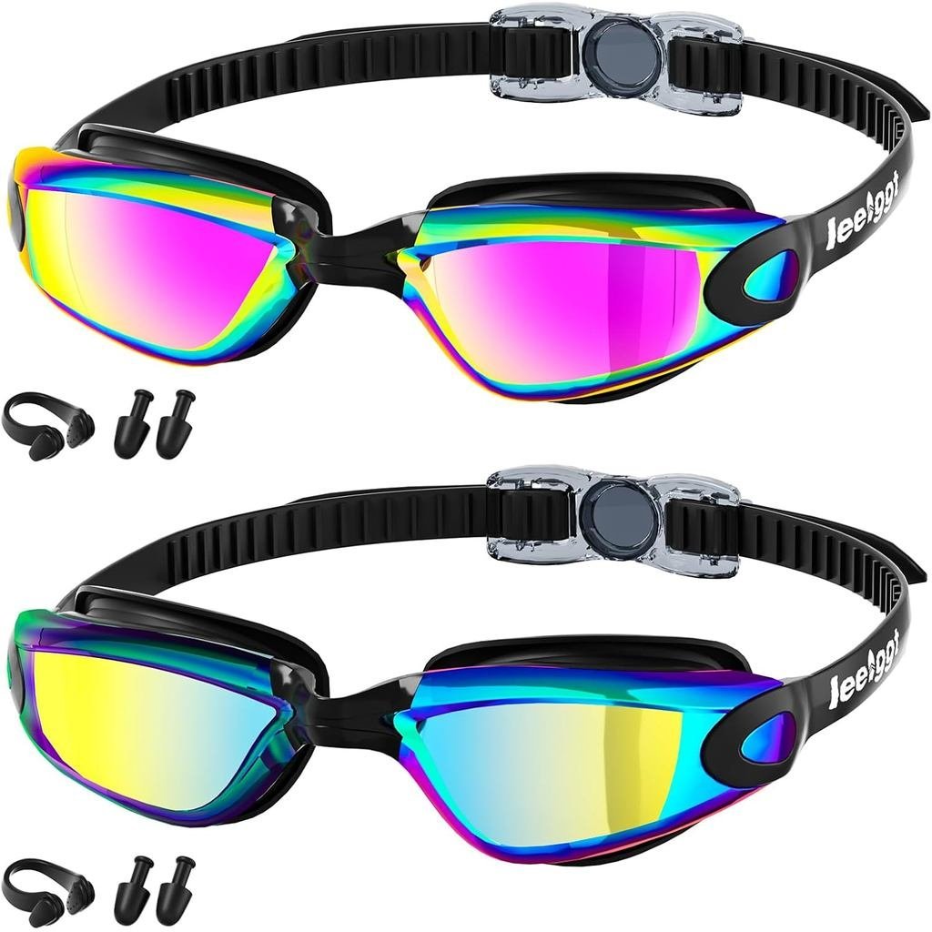 2 Pack Swim Goggles for Adults Men Women, Anti Fog & UV Protection Swimming Goggles, Adjustable Pool