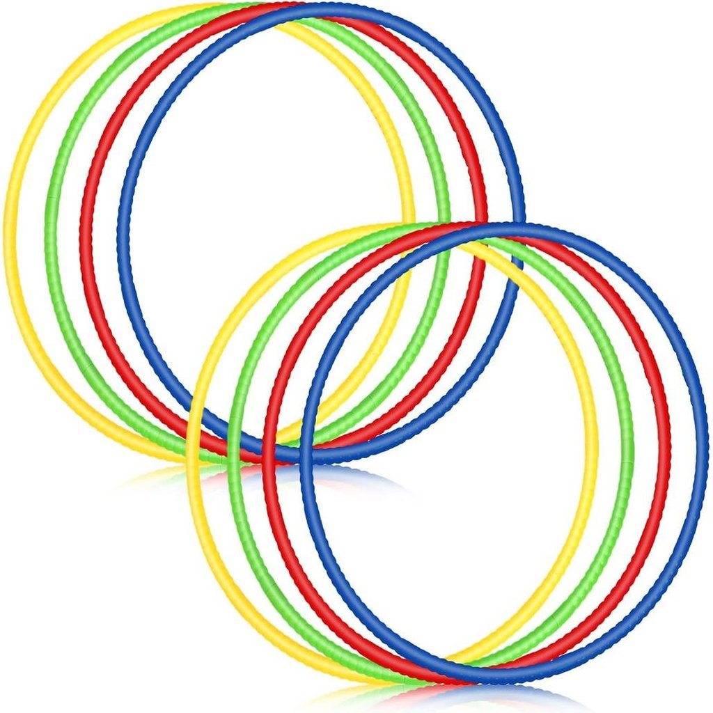 Sratte 8 Pcs Color Hoop Detachable Adjustable Exercise Ring Plastic Hoop for Gymnastics Dog Agility 