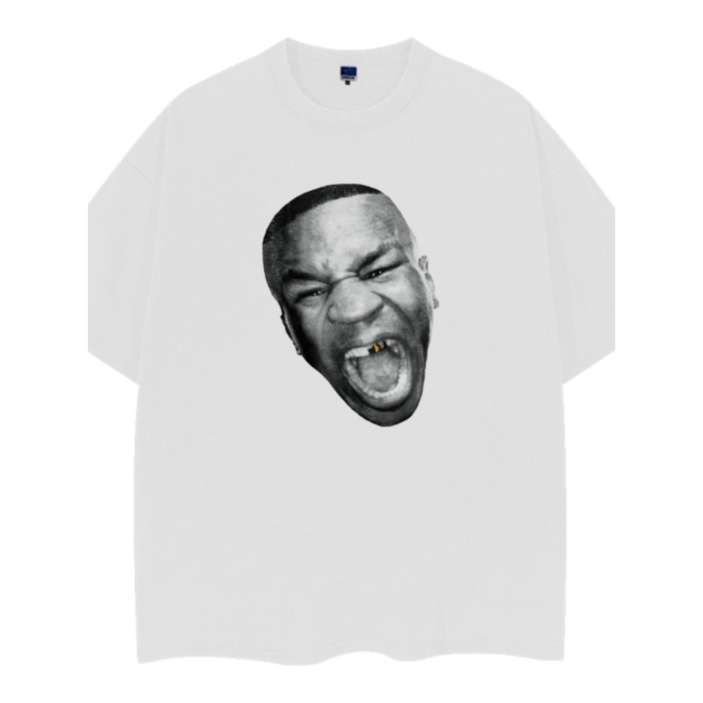 MIKE TYSON TYSON TYSON-Áo thun ngắn tay nặng Cotton nguyên chất Đường phố mặc dáng rộng kiểu Mỹ Retr