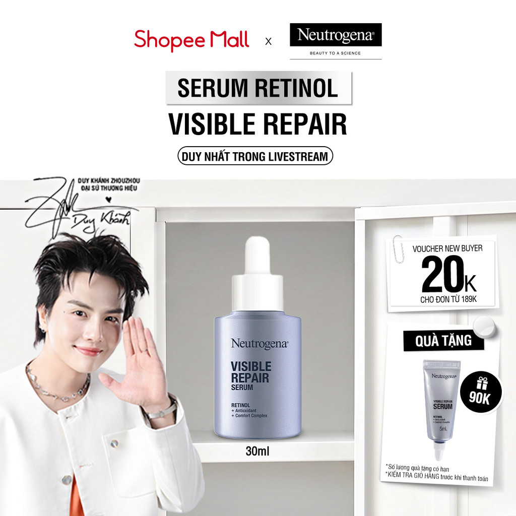 [LIVE] Serum Retinol Chống Lão Hóa Giảm Nhăn Neutrogena Visible Repair Serum (30ml)