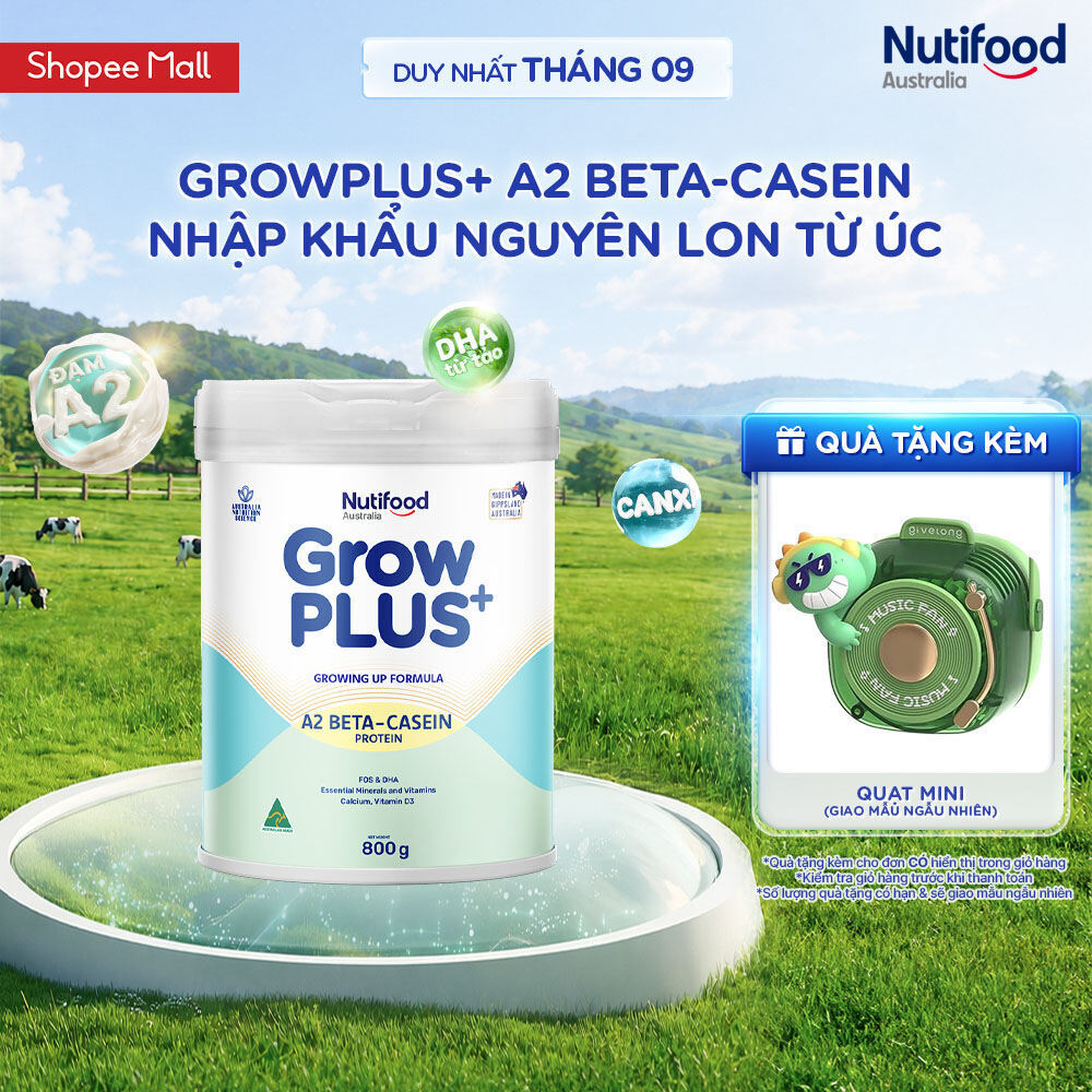 Sữa bột Nutifood Australia GrowPLUS+ Đạm A2 2+ 800g