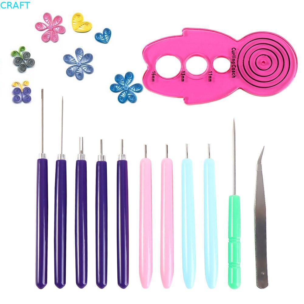 CRAFT 12 Bộ Kim Quilling, Giấy Uốn Giấy Thủ Công Giấy Quilling Dụng Cụ, Thực Tế Quilling Có Rãnh Bút