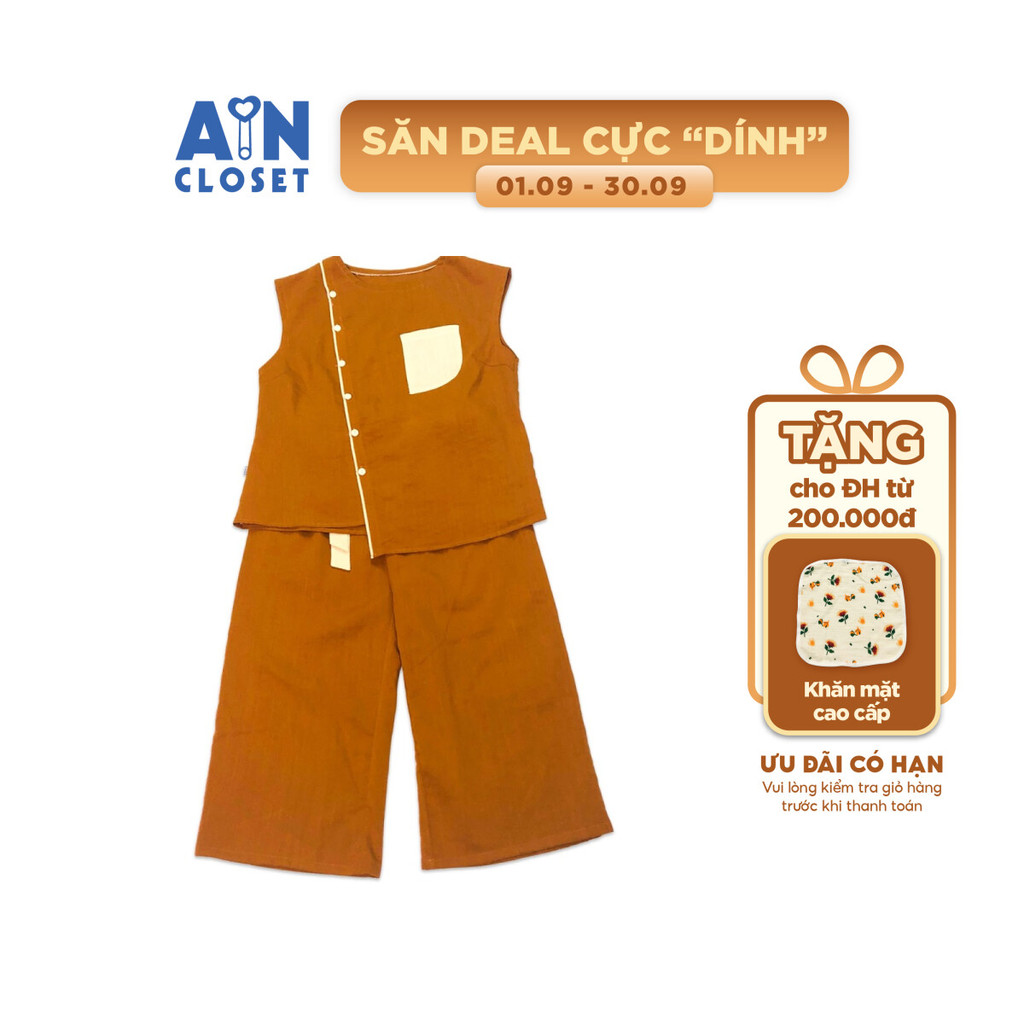 Bộ quần áo lửng cho mẹ Nâu xước - AICDMEUVNTQJ - AIN Closet