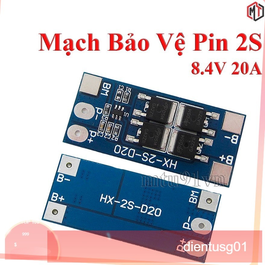 Mạch Bảo Vệ Pin Li-Ion 18650 2S 7.4V - 8.4V 10A 2S-D20 / HX-2S-D20