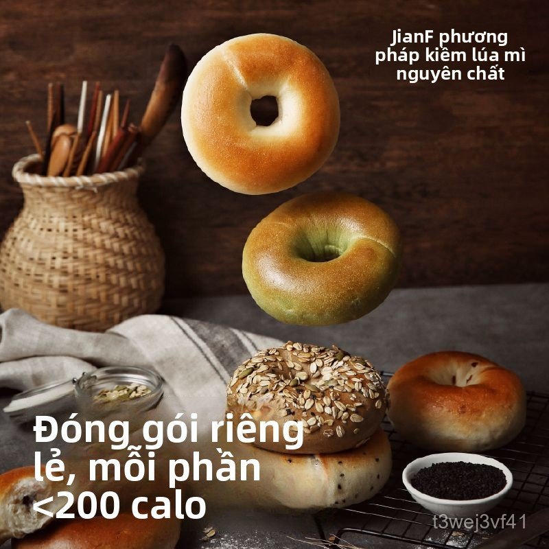 Bánh bagel nguyên cám không đường ít béo ăn sáng thay thế no lâu vị nguyên bản