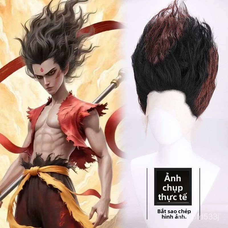 Tóc giả cosplay Na Tra Ma Đồng Giáng Thế Náo Hải Na Tra ma hóa trưởng thành đen dựng ngược bán chạy