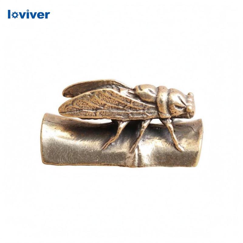 Đồng thau Cicada Tượng Đồng thau mạ vàng Cicada Trang trí bàn giống kim loại