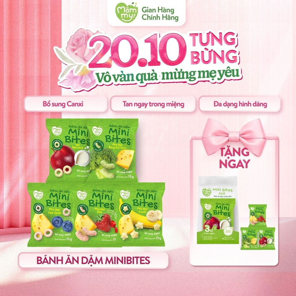 Bánh Ăn Dặm Mini Bites Mămmy bổ sung canxi hỗ trợ tập nhai cho bé từ 6 tháng…