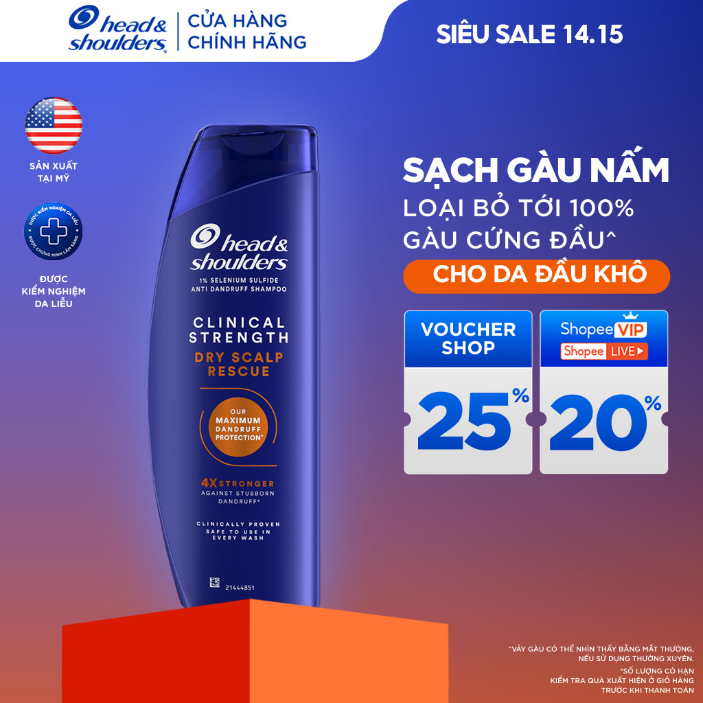 Dầu Gội Làm Sạch Và Ngăn Ngừa Gàu Nấm Dai Dẳng HEAD & SHOULDERS Clinical Strength Cho Da Đầu Khô/ Ngứa/ Dầu Nhờn 400ML