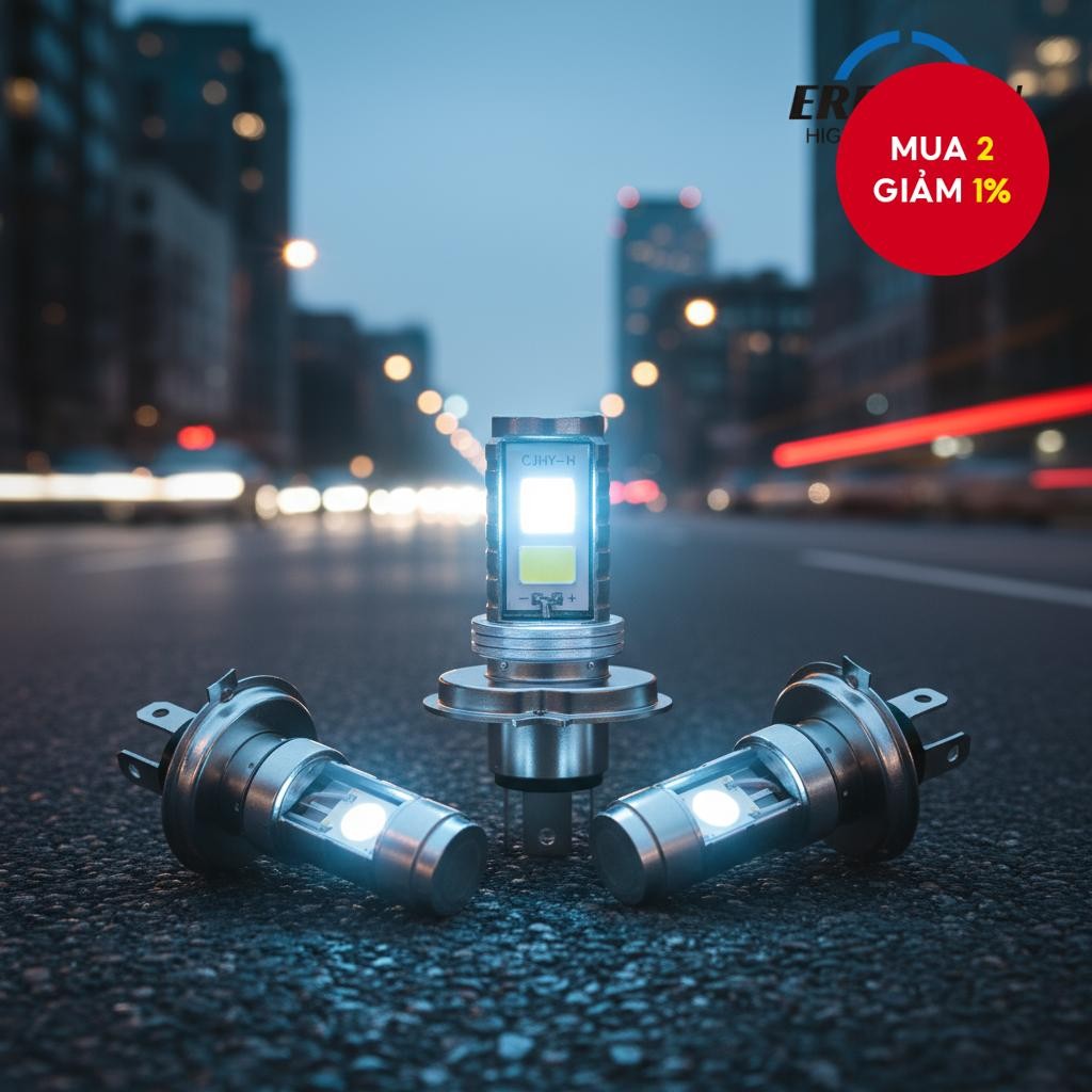 ERRUSON Đèn Pha LED Xe Đạp H6/P15D/H2 (Tăng Độ Sáng 100%) | Thiết Kế H2/H4 3 Chấu Xanh/Trắng