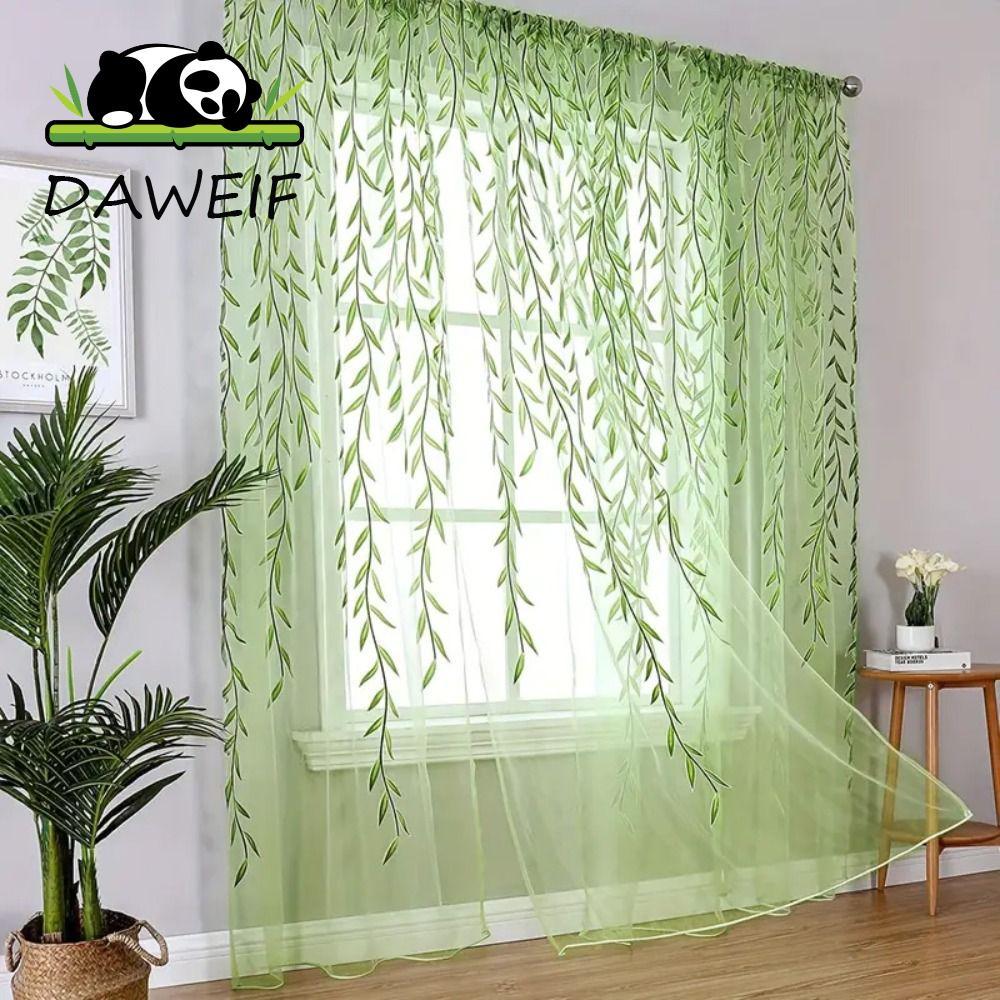 Rèm cửa sổ DAWEIF, Rèm lá liễu phong cách mục vụ màu xanh lá cây, Xử lý cửa sổ Rèm vải tuyn lãng mạn