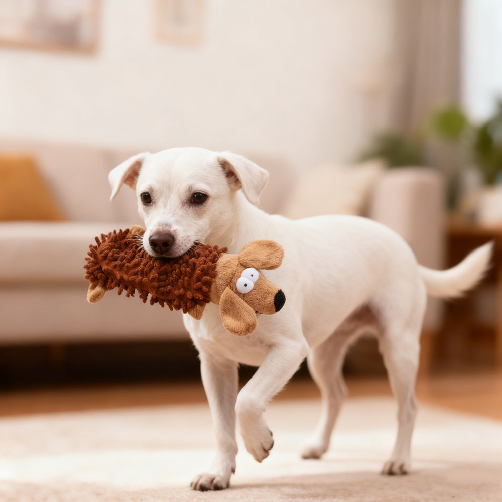 Plush Cartoon Dog Toy Pet Puppy Chew Squeak Toys