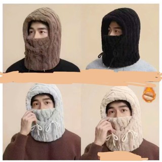  Mũ Len Chùm Đầu Kết Hợp Khăn Quàng - Chống Gió Lạnh Ấm Áp Thu Đông 