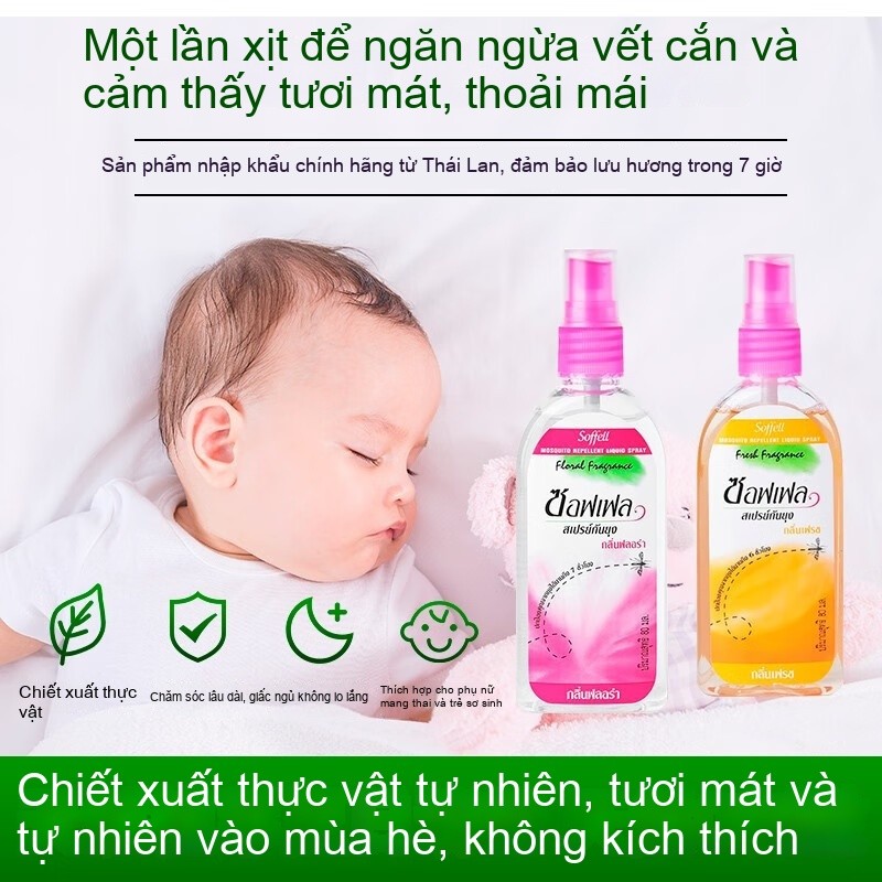Xịt Chống Muỗi Soffell Hương Cam 80ml An Toàn Cho Trẻ Từ 4 Tuổi Hương Cam, Hương Hoa