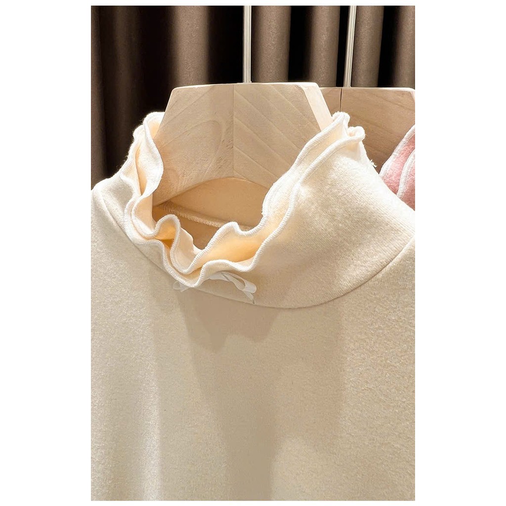 (Hàng QC) Áo Giữ Nhiệt Lông Thỏ Cổ Cao Hai Lớp Nhún Bèo Đính Nơ Xinh Xắn T105 - T2 Fashion | BigBuy360 - bigbuy360.vn