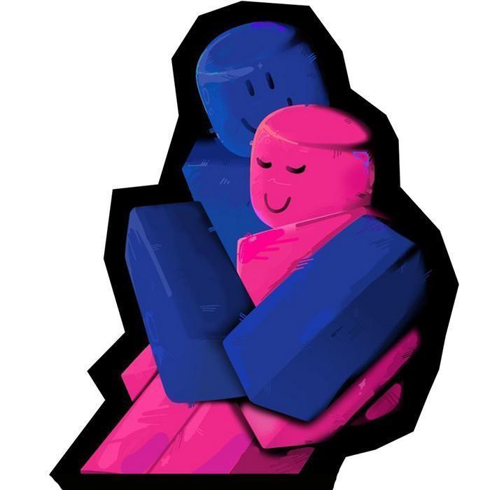 Couple TV Girl Blue Pink : High-Quality 5cm Acrylic Keychain - Double-Sided Print - 1