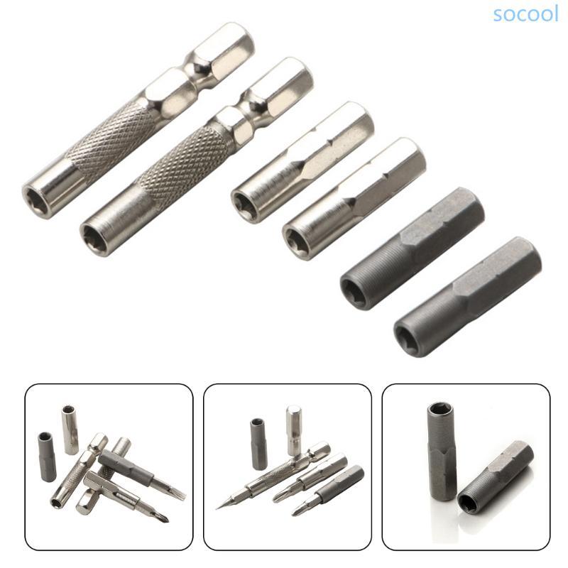 2Pcs Magnetic Socket Adapter 6.35mm to 4mm Bit 1/4Inch Screwdriver Bit Adapter