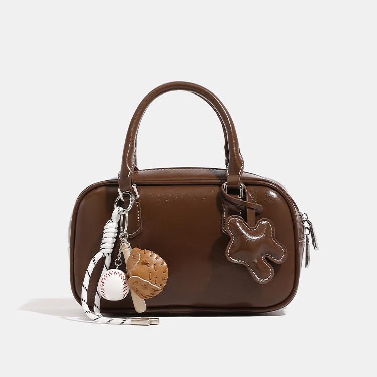 New women's bowling bag, vintage handbag, shoulder and crossbody Boston bag