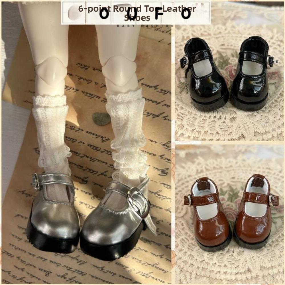 Giày bốt OUFO, Giày cao gót có khóa màu đen Giày da sáng, Giày da mũi tròn phong cách Anh 4 màu thời