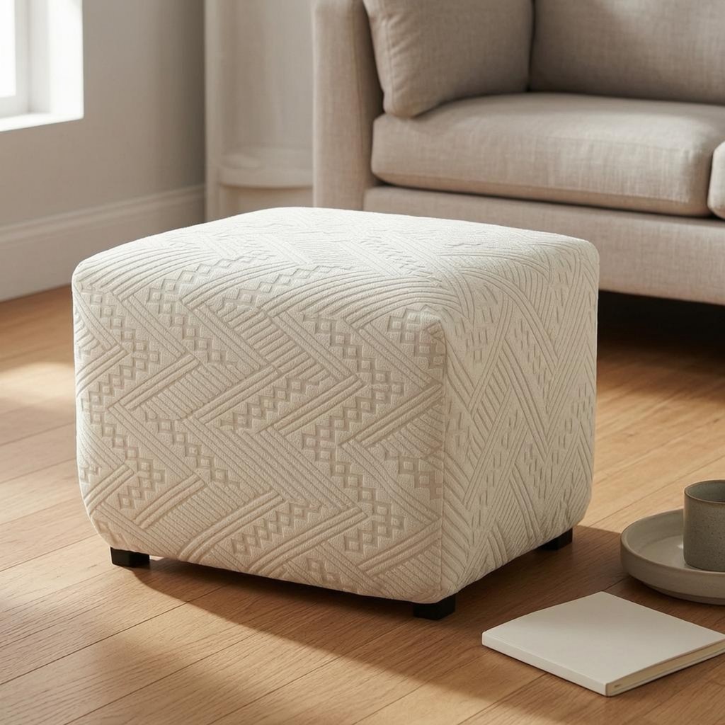 Co Giãn Ottoman Slipcover Full-Wrap Stretch Ottoman Cover Footstool Cover Slip-on Hộ Gia Đình Dệt Hì