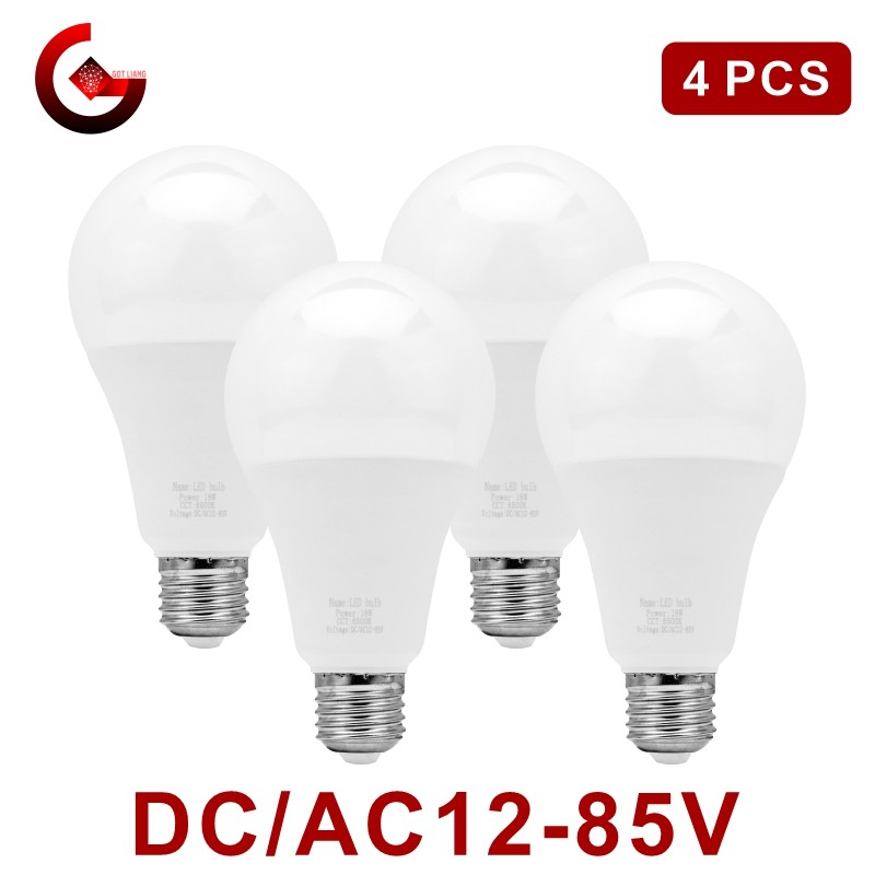 Got Liang 4 Cái / lốc Bóng Đèn LED E27 DC / AC 12V-85V 3W 6W 9W 12W 15W 18W 25W Đèn Điện Áp Thấp 12 