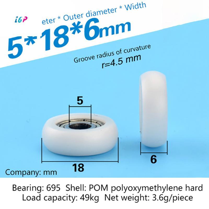 (IGP) 2 Chiếc 695ZZ 5x18x6mm POM Nylon Vòng Loại Con Lăn Bánh Xe POM Bọc 695ZZ Mang Ròng Rọc Bánh Xe