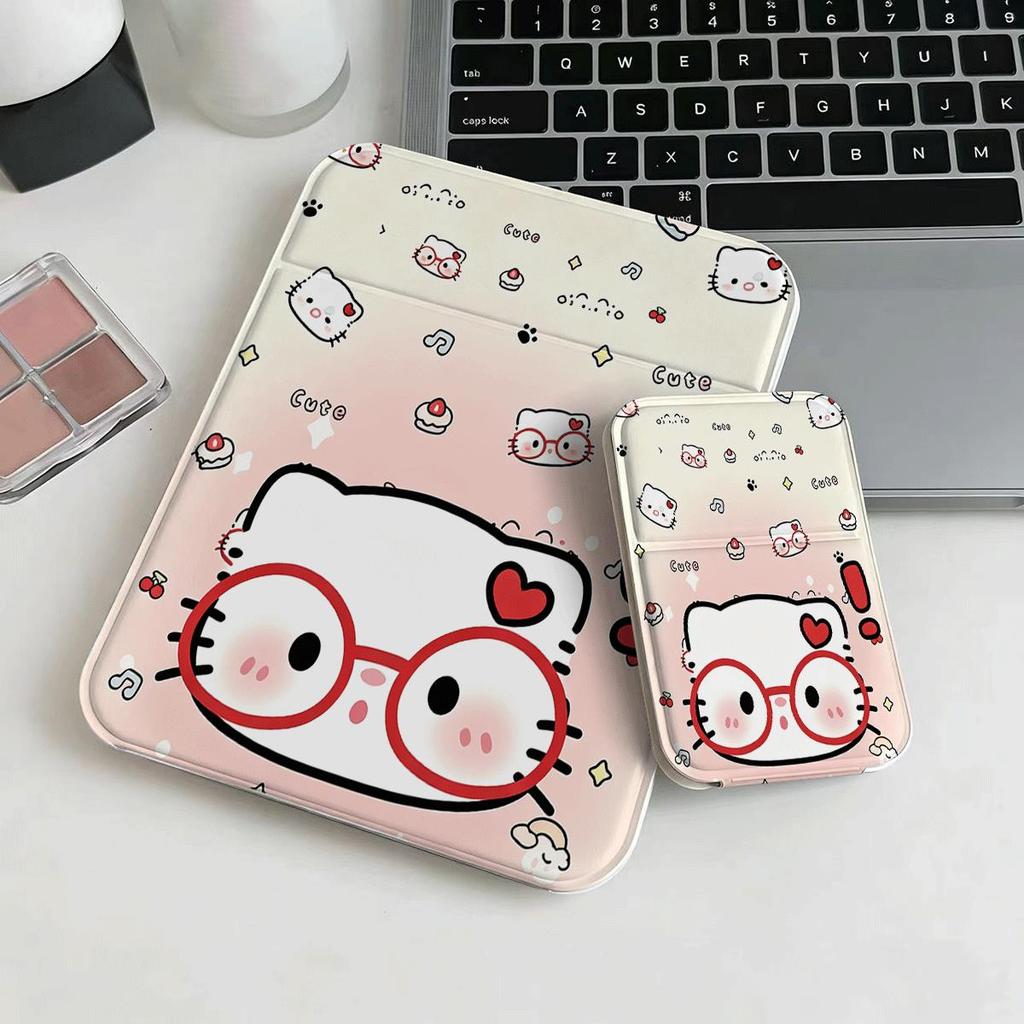 Red Frame Hello Kitty Foldable Hand Mirror Single Sided Pocket Cosmetic Gift Mirror