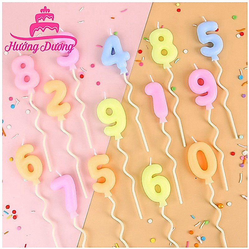 (Combo 3) Phụ Kiện Sinh Nhật Nến Sinh Nhật Số Tuổi Màu Pastel Trang Trí Bánh Kem
