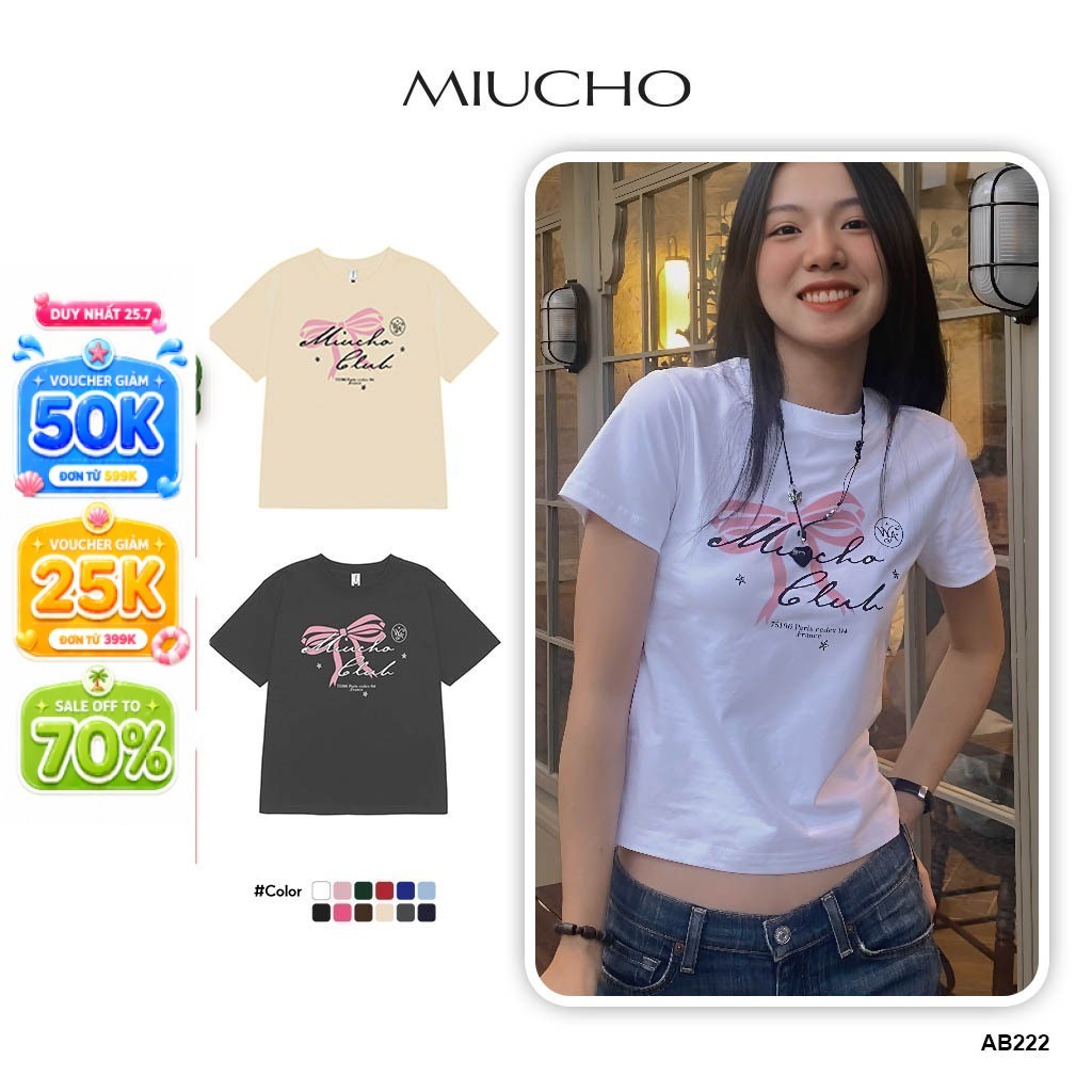 Áo thun baby tee AB222 Miucho vải in Graphic