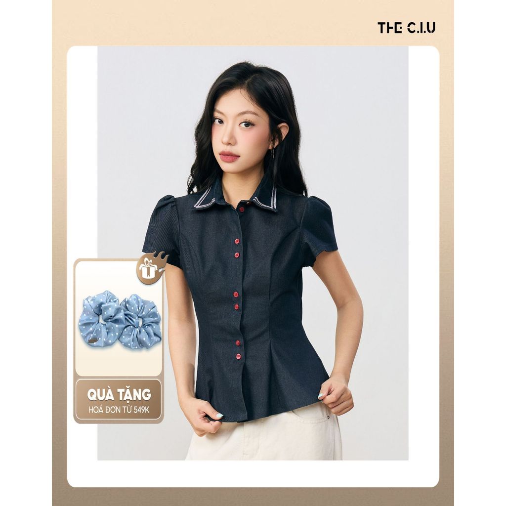 Áo kiểu sơ mi dáng peplum THE C.I.U, áo kiểu nữ cổ bẻ form ôm - Namy Top