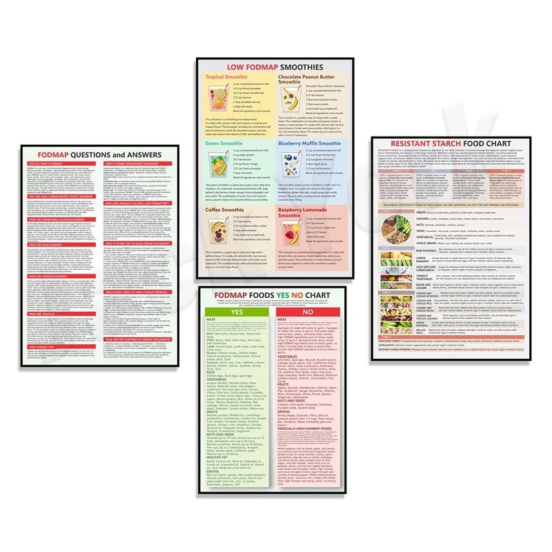 Tinh bột kháng, chất xơ tốt cho ruột, thực phẩm FODMAP thấp có và không có thực phẩm, vấn đề IBS, gi