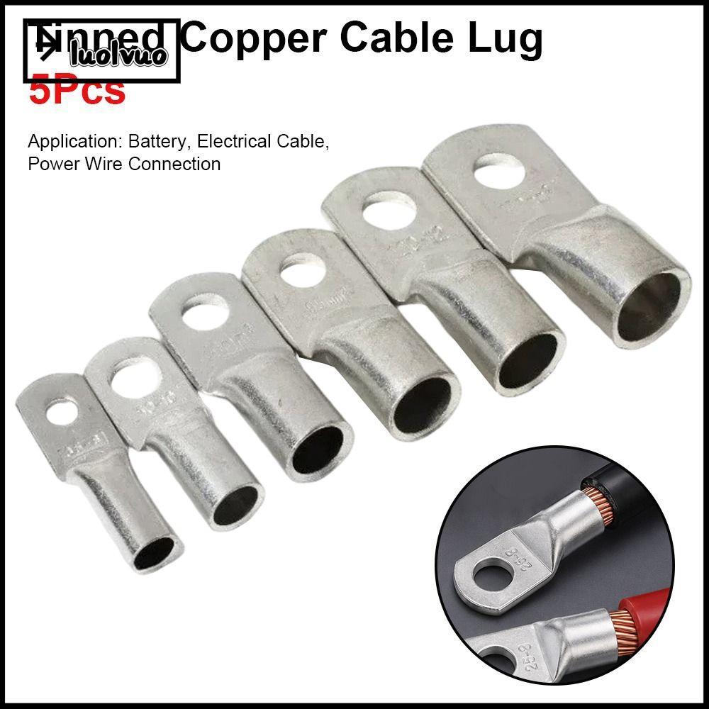 Lug cáp đồng đóng hộp LUOLVUO 5 chiếc, JG Series 6 / 10 / 16 / 25mm2 Thiết bị đầu cuối uốn vòng, M6 