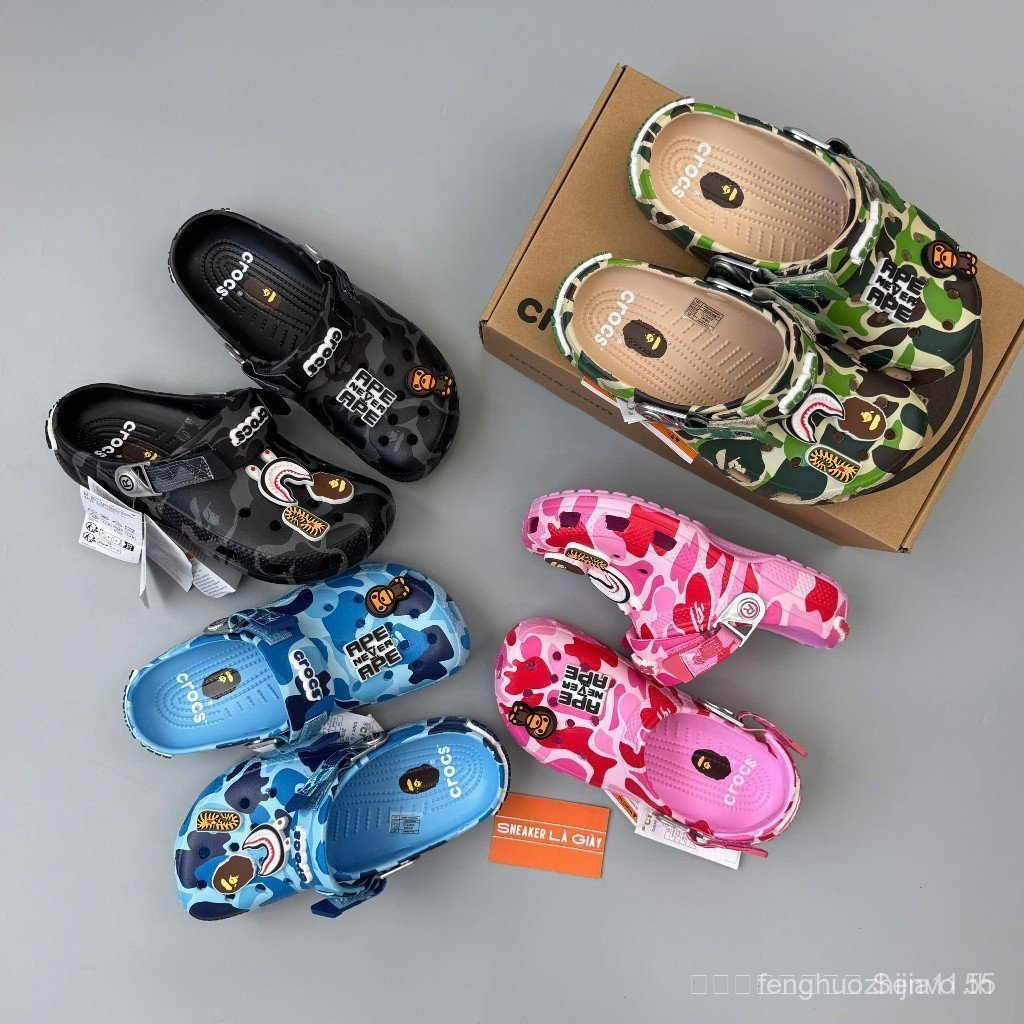 Giày ngụy trang Crocs x Clog x Bape 2025 xuân hè 1O9V
