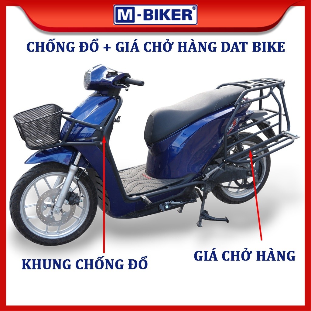 Baga Dat Bike, Chống đổ Dat Bike, Bộ chống đổ kèm giá chở hàng cho Dat Bike Quantum S2-3-4 | M-Biker
