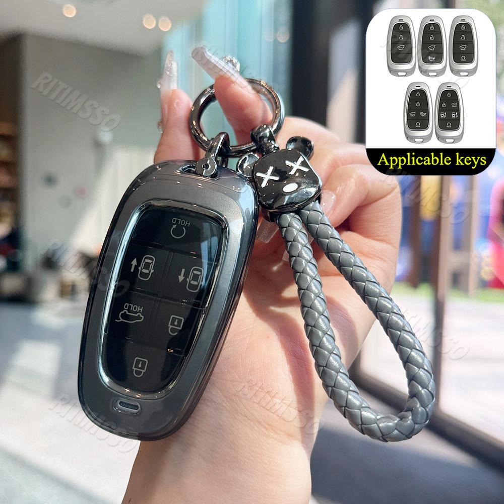 Dành Cho Xe Hyundai Tucson Solaris Sonata Lai NEXO NX4 Santafe Phụ Kiện TPU Xe Từ Xa Chìa Khóa Bao D